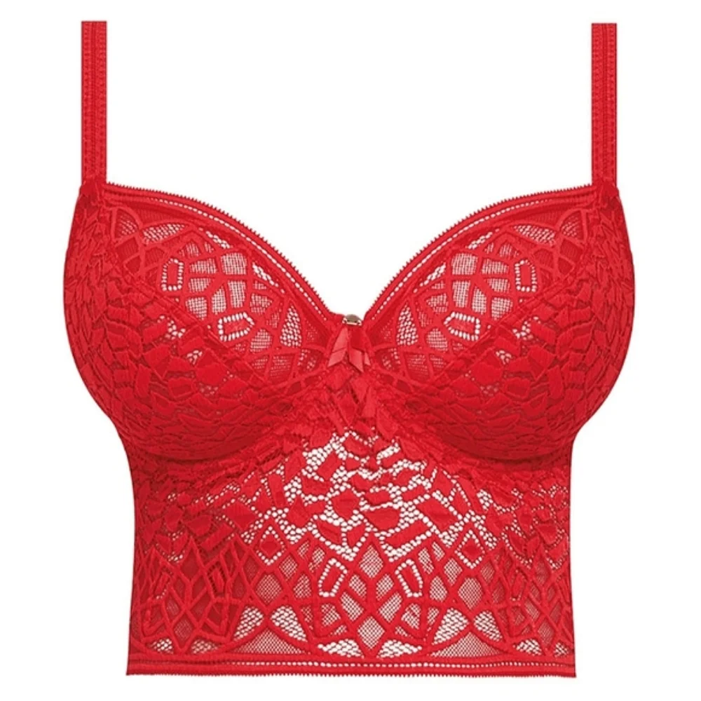 New! FREYA Soiree Longline Lace Underwire Bra 30G Rouge Red Bralette - Picture 3 of 7